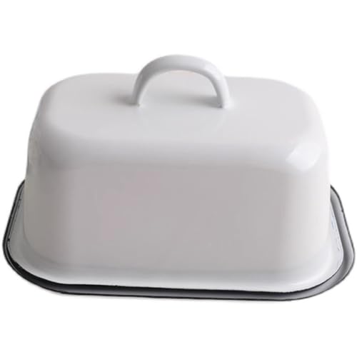 UZAMIRLEX Butterdose mit Deckel, Weiß Emaille Käse Lagerung Butter Keeper Dim Sum Tablett 19x13,8x10cm UZAMIRLEX Butterdose mit Deckel, Weiß Emaille Käse Lagerung Butter Keeper Dim Sum Tablett 19x13,8x10cm von UZAMIRLEX