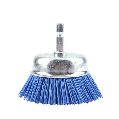 UZAMIRLEX Draht-Rad-Bürste Bohrmaschine, 75mm Schleifdraht-Radbürste 6mm Schaft 80-240 Körnung for Bohrer Drehwerkzeug Multicolor(Blue Grit240,1Pcs) von UZAMIRLEX