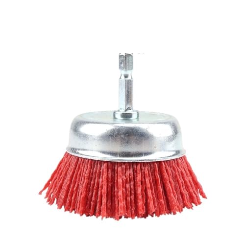 UZAMIRLEX Draht-Rad-Bürste Bohrmaschine, 75mm Schleifdraht-Radbürste 6mm Schaft 80-240 Körnung for Bohrer Drehwerkzeug Multicolor(Red Grit80,1Pcs) von UZAMIRLEX