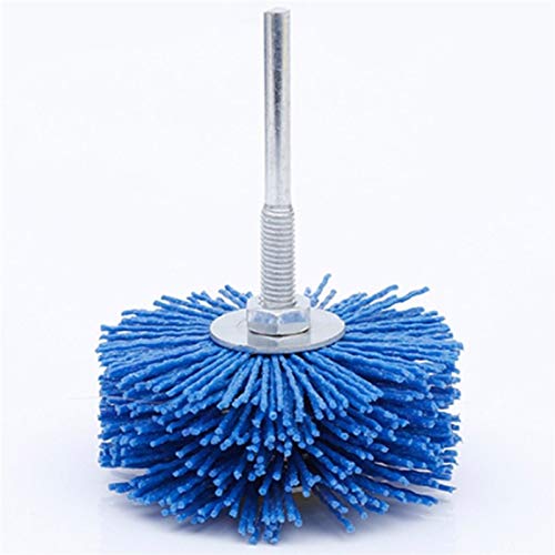 UZAMIRLEX Draht-Rad-Bürste Bohrmaschine, Polierbürstenrad-Schleif-Nylon-Set for Bohrmaschinen, 4 Stück, blau, for die Holzbearbeitung von UZAMIRLEX