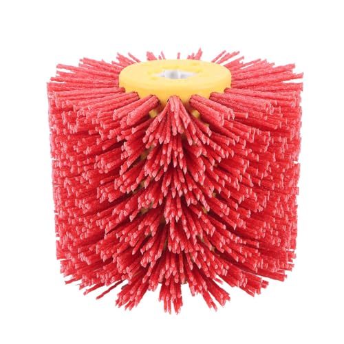 UZAMIRLEX Draht-Rad-Bürste Bohrmaschine, Rote Schleifdraht-Trommelbürste for Polieren des Entgratens und Polierens 120x100x19mm(320) von UZAMIRLEX