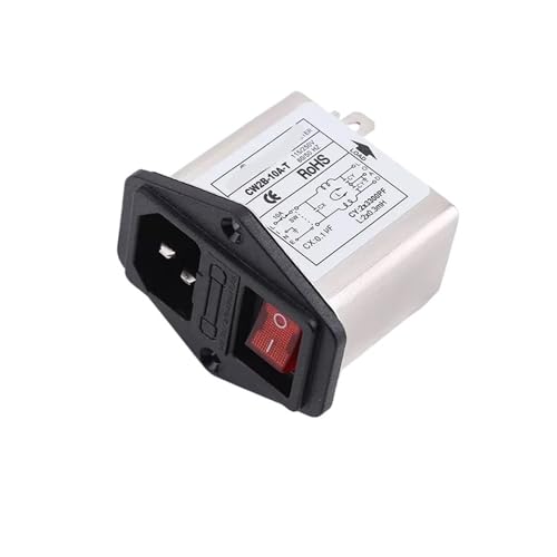 UZAMIRLEX EMI-Filter, Netzfilter, Einphasiger Wechselstrom-Steckdosenschalter 220 V, Sicherungsschalter CW2B-T, 3 A/6 A/10 A, EMI-Filter(CW2B-10A-T with lamp) von UZAMIRLEX