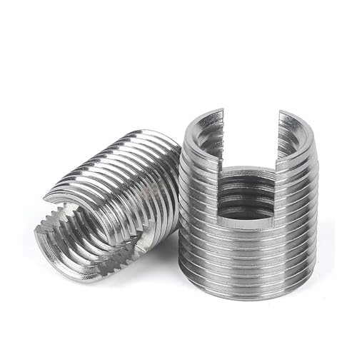 UZAMIRLEX Gewindeeinsätze Muttern, Gewindereparatureinsätze aus Edelstahl, geschlitzt, selbstschneidend, M2-M16, 2er/5er/10er-Pack(Silver,M2.5xM4.5x6mm(10pcs)) von UZAMIRLEX