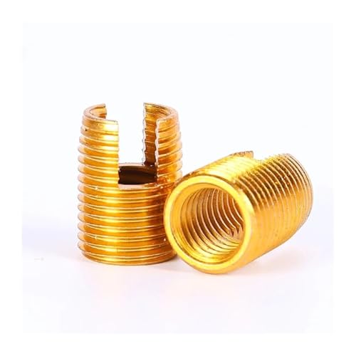 UZAMIRLEX Gewindeeinsätze Muttern, Gewindereparatureinsätze aus Edelstahl, geschlitzt, selbstschneidend, M2-M16, 2er/5er/10er-Pack(Yellow,M16xM20x22mm(2pcs)) von UZAMIRLEX