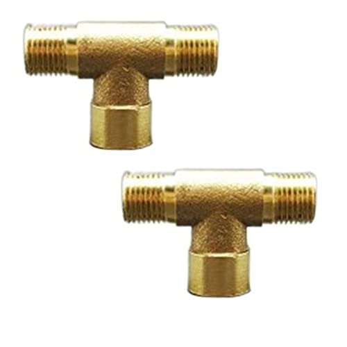 UZAMIRLEX Gummihammer, Messing-T-Rohrverschraubung BSPP, mehrere Größen, 2er-Pack(M F M,3/8inch) von UZAMIRLEX