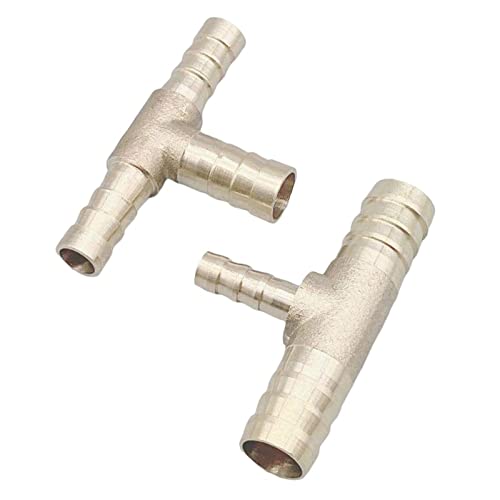 UZAMIRLEX Gummihammer, Messing T-Stück Reduzierschlauchverbinder mit Widerhaken, 2er-Pack, mehrere Größen(OD 10 6 10) von UZAMIRLEX