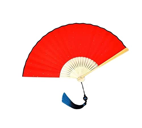 UZAMIRLEX Handfächer, Faltfächer aus Papier mit Quaste in Geschenkbox for Dekoration und Performance, Mehrfarbig(Rosso) von UZAMIRLEX