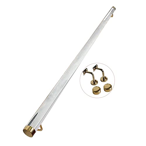 UZAMIRLEX Handlauf aus klarem Acryl, Acryl-Handlauf for Treppen, transparent, mit Goldener Halterung, 1,6–20 Fuß(8.2ft/250cm) von UZAMIRLEX