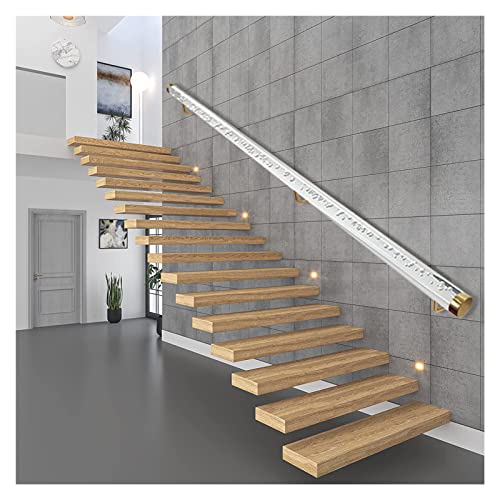UZAMIRLEX Handlauf aus klarem Acryl, Treppengeländer aus Acryl, Handlauf aus transparentem Blasenrohr, Gold- oder Silberbeschläge, mehrere Größen(Gold Fittings,7.5ft/2.28m) von UZAMIRLEX