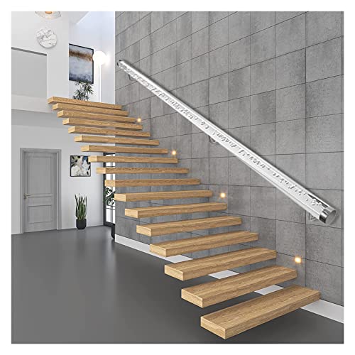 UZAMIRLEX Handlauf aus klarem Acryl, Treppengeländer aus Acryl, Handlauf aus transparentem Blasenrohr, Gold- oder Silberbeschläge, mehrere Größen(Silver Fittings,12ft/3.65m) von UZAMIRLEX