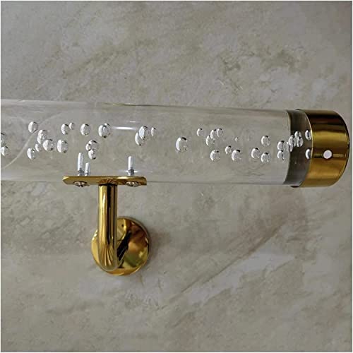 UZAMIRLEX Handlauf aus klarem Acryl, Treppenhandlauf aus transparentem Acryl, zur Wandmontage, Geländergeländer mit Halterungen, Mehrfarbig, mehrere Größen, Packung mit 1–4 Stück(Gold,550cm(18ft)) von UZAMIRLEX
