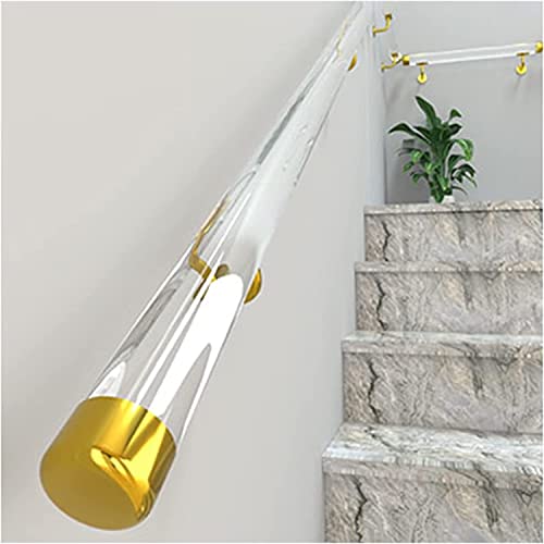 UZAMIRLEX Handlauf aus klarem Acryl, Treppenhandlauf for den Innenbereich, klares Acryl, mit Beschlägen, mehrere Größen(Gold,120cm(3.9ft)) von UZAMIRLEX