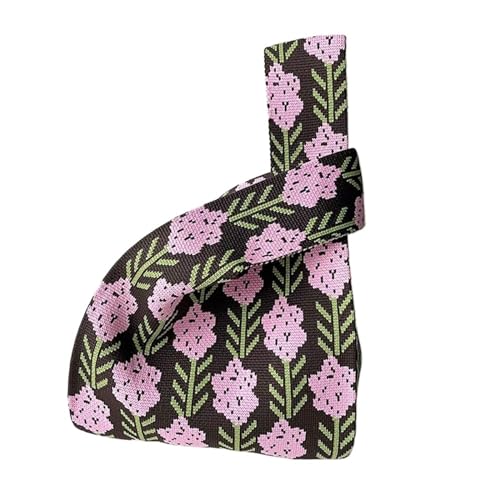 UZAMIRLEX Japanese Wrist Knot Tasche, Knit Multicolor 20x35cm for Women and Girls(Coffee-b) von UZAMIRLEX