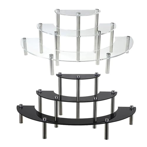 UZAMIRLEX Klare Acryl Riser Display Ständer, 3-stufiger Halbrunder Acryl-Displayständer, mehrere Farben(Transparent) von UZAMIRLEX