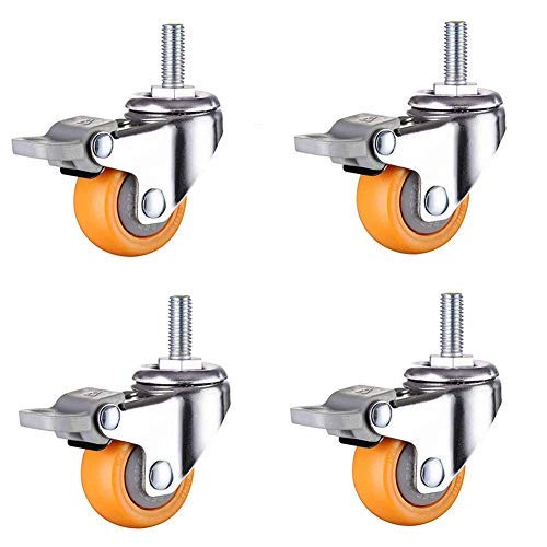 UZAMIRLEX Lenkrollen für Möbel, 1,5 Zoll PU-Lenkrollen M8 x 20 mm mit Gewinde, 120 kg, 4er-Pack for Trolley-Möbeloptionen(4 Brakes) von UZAMIRLEX