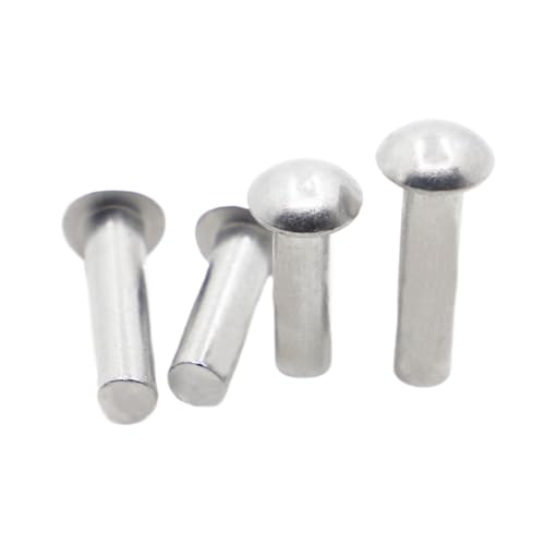 UZAMIRLEX Massive Nietenschrauben, Aluminiumknopf, halbgewölbter runder Kopf, selbststeckende Vollnieten, 5 Stück, silberfarben, 2–8 mm(5MM-M2) von UZAMIRLEX