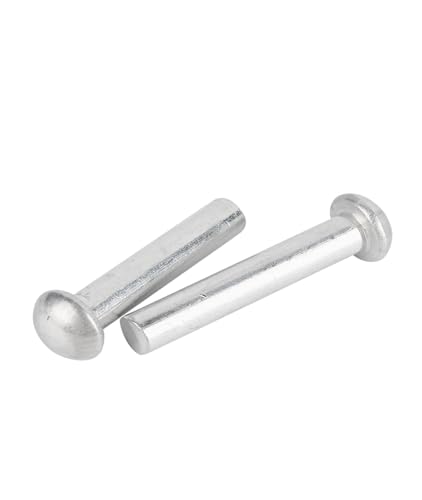 UZAMIRLEX Massive Nietenschrauben, Aluminiumknopf und Halbrunder Kopf, selbstverstopfender Hammertyp, Vollnieten, Silber, M2 M8(30MM-M2.5) von UZAMIRLEX