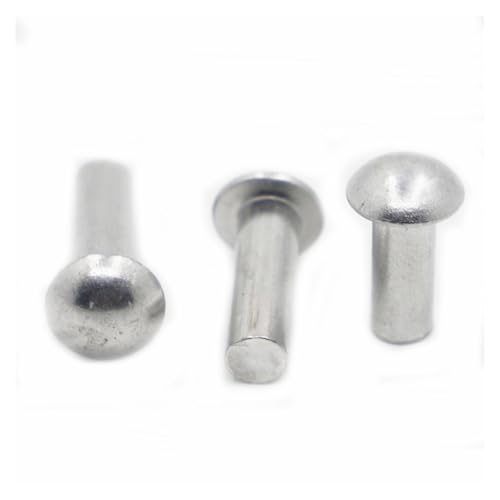 UZAMIRLEX Massive Nietenschrauben, Rundkopf-Aluminiumlegierung, solide, selbstverschließende Nieten, silberfarben, mehrere Größen, 10–50 Stück(5MM-M2) von UZAMIRLEX