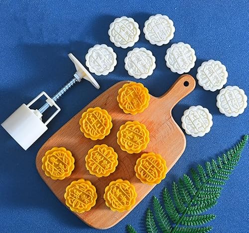 UZAMIRLEX Mondkuchen-Form-Keksstempel, DIY Mondkuchenform Blumen-Plätzchenstempel Weiß 50g Packung mit 8(B) von UZAMIRLEX