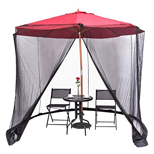 UZAMIRLEX Moskitonetz-Abdeckung Insektenschutz-Abdeckung, Insektenschutz for Terrassenschirm mit Reißverschlusstür und Wassereinlass, Mehrfarbig (275–335) x 230 cm(Black,335x230cm) von UZAMIRLEX