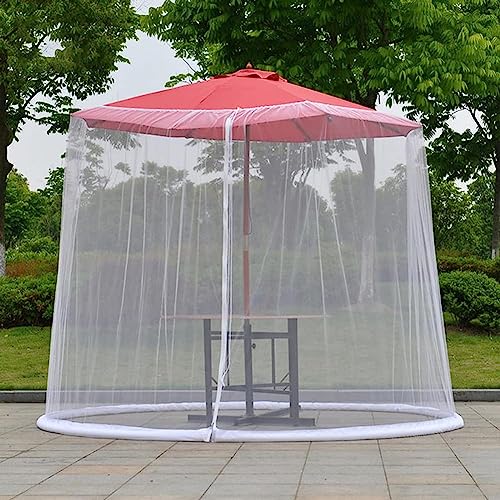 UZAMIRLEX Moskitonetz-Abdeckung Insektenschutz-Abdeckung, Outdoor-Sonnenschirmnetzabdeckung mit Reißverschlussöffnung for Garten, Terrasse, Deck - Schwarz/Weiß(White) von UZAMIRLEX