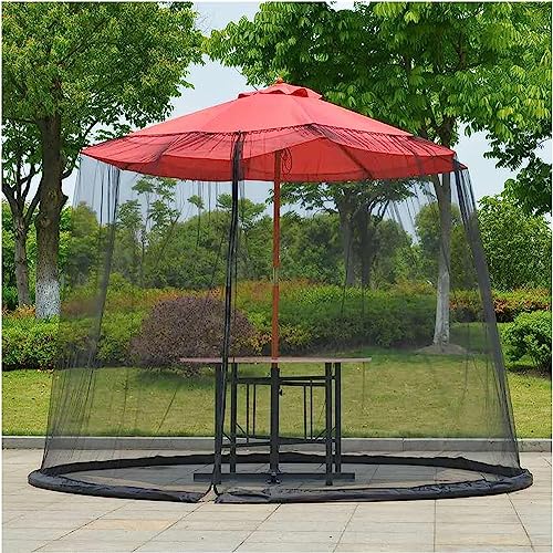 UZAMIRLEX Moskitonetz-Abdeckung Insektenschutz-Abdeckung, Terrassenschirm-Netzabdeckung, weiß und schwarz, Polyester, 2,7–3,3 m(Black,300cm/9.8ft) von UZAMIRLEX