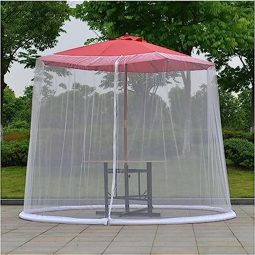 UZAMIRLEX Moskitonetz-Abdeckung Insektenschutz-Abdeckung, Terrassenschirm-Netzabdeckung, weiß und schwarz, Polyester, 2,7–3,3 m(White,335cm/11ft) von UZAMIRLEX
