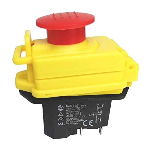 UZAMIRLEX Not-Aus-Taster Schalter, KJD17B Elektromagnetischer 220-V-2-HP-Sicherheitsdruckschalter mit Not-Aus-Abdeckung von UZAMIRLEX