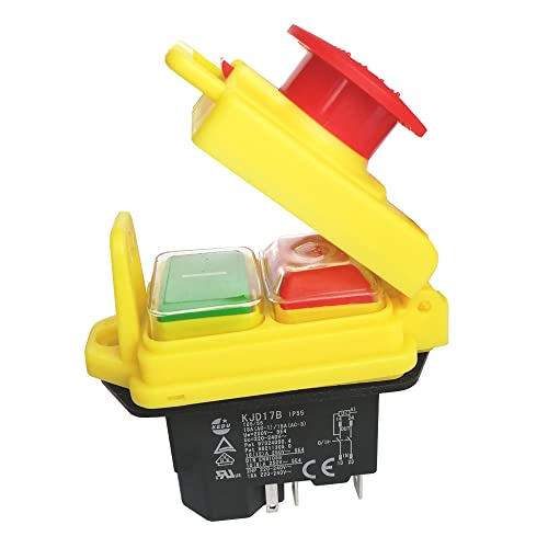 UZAMIRLEX Not-Aus-Taster Schalter, KJD17B Elektromagnetischer 220-V-2-HP-Sicherheitsdruckschalter mit Not-Aus-Abdeckung von UZAMIRLEX