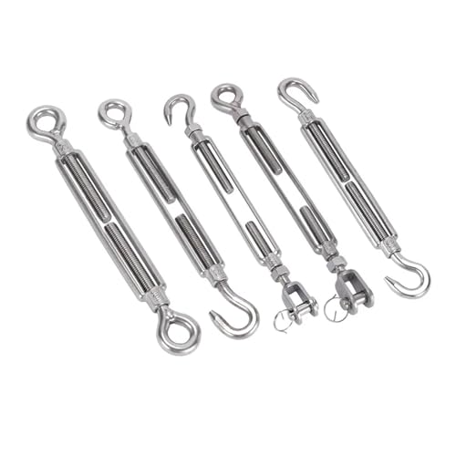 UZAMIRLEX Spannschloss-Drahtspanner, 5 STÜCKE M4 Edelstahl 304 Haken Und Ösen Spannschloss Drahtseilspannung von UZAMIRLEX