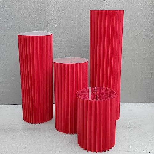 UZAMIRLEX Ständer Papier Säule Tortenständer, 4 stücke Rot Faltbare Papier Säulen Kuchen Sockel Steht for Party(Wine Red) von UZAMIRLEX