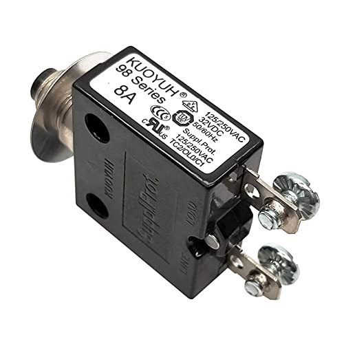 UZAMIRLEX Thermische Schutzschalter, Mini-Leistungsschalter der Serie 98 mit manueller Rückstellung, Überlastschalter, 3–50 A, 250 V AC, mehrere Größen(8a,with Cap) von UZAMIRLEX