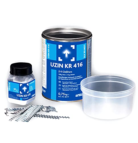 UZIN KR 416 2-K Gießharz Dünnflüssiges Vielzweck-Acrylatharz für Reparaturen an Estrichen und Beton | Reparatur set | estrichklammern | 750 g von UZIN