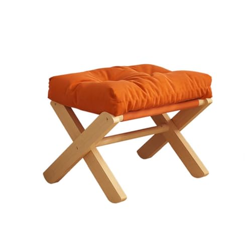 Faltbare Fußstütze aus Massivholz - Multifunktionaler Fußhocker für Wohnzimmer, Schlafzimmer & Büro, ergonomische Beinstütze mit stabilem X-Bein-Design (45 x 33 x 40 cm) (Orange) von UZQAFG