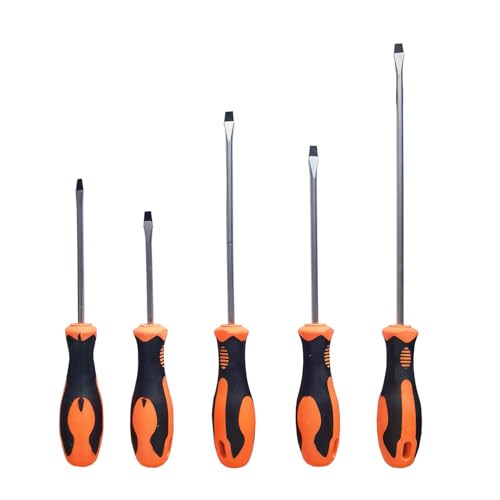 Schlitz-Schraubendreher-Set, 5 x 75 mm, 5 x 100 mm, 5 x 125 mm, 5 x 150 mm, 5 x 200 mm, 5 Schraubendreher mit Magnet für Fisassembly und Reparatur von Uacen