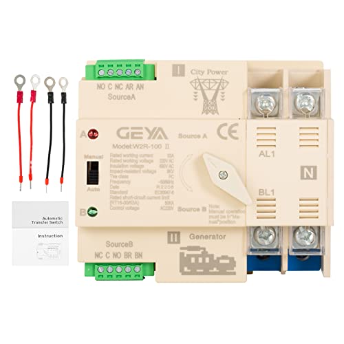 GEYA W2R Din Rail Type 2P Dual Power Automatic Transfer Switch Electrical Selector Switches Uninterrupted Power 63A 220V 50/60Hz von Uadme