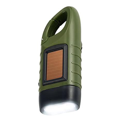 Uadme Taschenlampe zum Kurbeln, Handkurbel Wiederaufladbare Solar LED Taschenlampe, Dynamo Notlicht im Freien mit Karabinerhak, für Camping Outdoor, 3 Hochhelle LED-Lichtquellen von Uadme