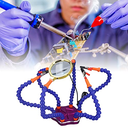 Helfende Hände dritte Hand Löthilfe Lötstation Werkzeug 6 flexible helfende Arme Lupe rutschfester Aluminiumsockel schwenkbare Clips für Schweißer Schmuckhersteller Handwerksliebhaber von Uadme