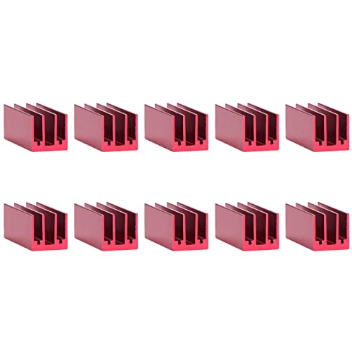Uadme Kühlkörper, 40 x 16 x 16 mm Aluminium-Wärmekühler, Kühler-Set, Rot, 10 Stück von Uadme