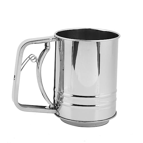 Uadme Mehlsieb,Doppelschicht-Edelstahl-Zuckersieb,halbautomatisches Mehlsieb,Hand-Mehlsiebbecher zum Backen und Dekorieren von Kuchen,Torten,Gebäck,Cupcakes von Uadme