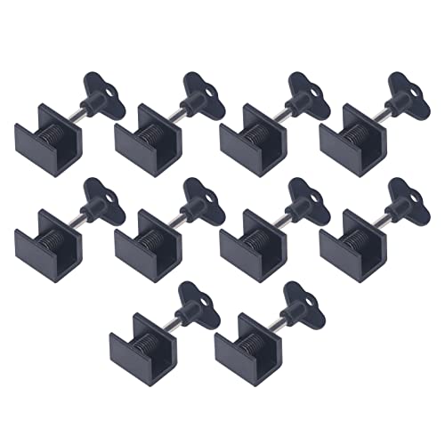 Schiebefensterverriegelung, 10 Setze ein Lochfensterschlösser mit Schraubenschlüsselschlüssel, einstellbare vertikale horizontale Schieberschloss Kit (Schwarz) von Uadme