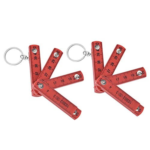 Uadme 2-teiliges Kunststoff-Gliederlineal 50 cm ABS-Kompakt-Gliedermaßstab mit Schlüsselring für Zimmerei, Fliesen, Holzbearbeitungslineal(rot) von Uadme