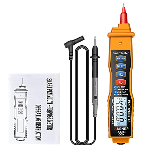 Uadme Pen Type Digital Multimeter, A3003 Stiftmultimeter Durchgangsprüfer Spannungsprüfer, Berührungslos AC/DC Spannungswiderstand Kapazität Hz Tester AC DC Spannung 0-600V (Ohne Batterie) von Uadme