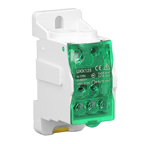 Uadme DIN Schienen Anschlussdose, Universeller Anschlusskasten Elektrischer Anschlussblock, für Stromverteilerschränke, Verteilerkästen und Diverse Hochspannungsschränke, 690 V 125 A (Grün) von Uadme