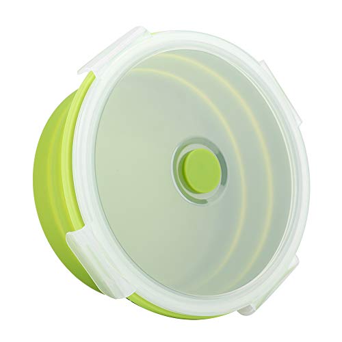 Uadme Frischhaltedose Silikon Bento Lunchbox 800ml Mikrowelle Lebensmittelbehälter Rund Hellgrün von Uadme