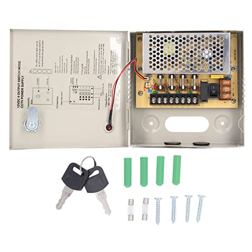 Uadme Netzteil Kasten, Schaltnetzteil mit Metallbox und Schloss, CCTV Netzteil, 4 Kanal 12V DC 3A Transformator Netzteil Verteiler Box Leistungsnetzteil für CCTV Kamera von Uadme