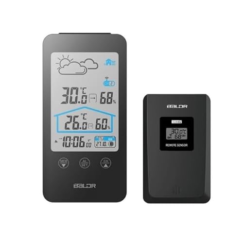 Uadme Wireless Forecast In/Outdoor Thermo-Hygrometer Digital Clock Barometer Moon Phase with Sensor von Uadme