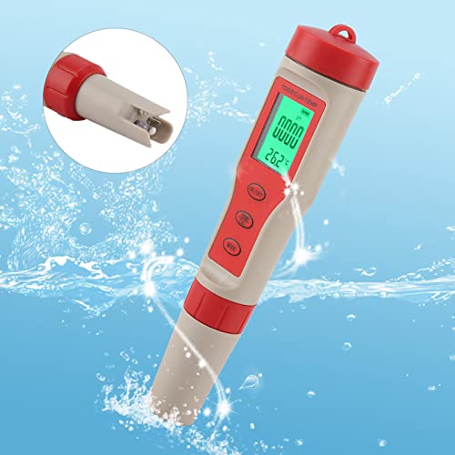 Uadme pH Messgerät, 4-In-1 PH Messgerät, TDS PH EC Temp Wasserqualitätstester LCD Display, Digitaler Wasserqualitätstester Monitor Meterstift von Uadme