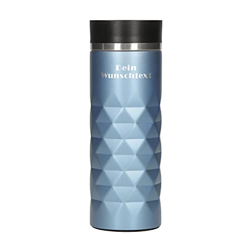 Uakeii Edelstahl Thermobecher personalisiert – 100% auslaufsicherer & thermoisolierter Kaffeebecher – 450 ml Coffee to go Isolierbecher (Aquamarin Blau) von Uakeii