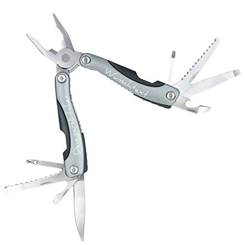 Personalisiertes Multifunktions-Taschenmesser - 8in1 Edelstahl Multitool Werkzeug - Outdoor Klappmesser - Pefektes Geschenk für Männer zum Vatertag (grau) von Uakeii